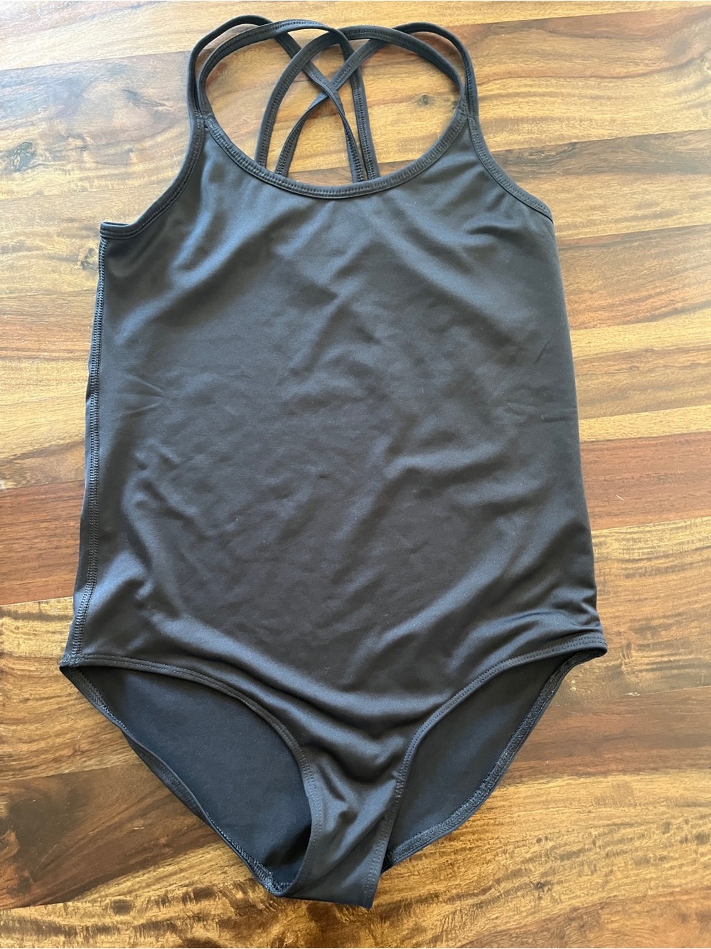 Kids Black One-Piece leotard with Crisscross Straps